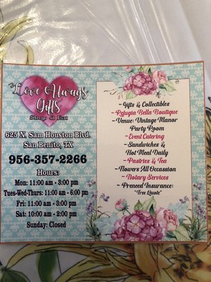 Menu photo 1 Love Always Gifts San Benito, TX Menu photo 1 Love Always Gifts San Benito, TX