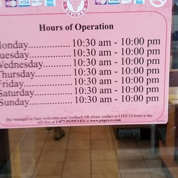 Popeyes Louisiana Kitchen - Working hours - Chicken Wings Near Me - Silver Spring, Maryland