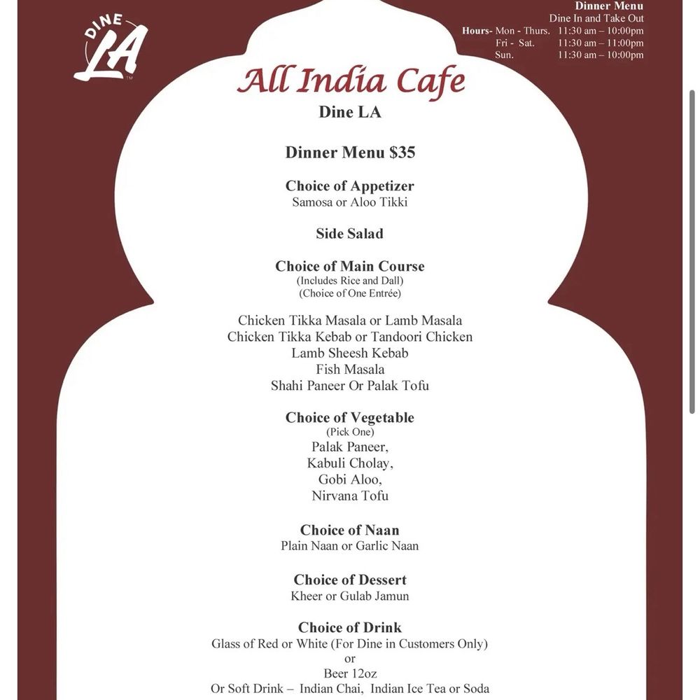 DineLA menu as of 7/28/2025