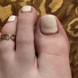 T-Nails - She told me the little white dot of gel is just my skin. also wtf is that line?