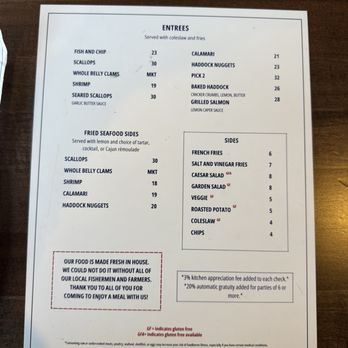 Docks Seafood - Food Menu - Side B - Seafood Near Me - South Portland, Maine