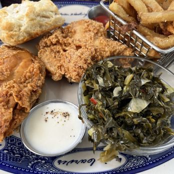 MoCo's Founding Farmers - Fried chicken with Collard greens, biscuit and French fries - New American Near Me - Potomac, Maryland MoCo's Founding Farmers - Fried chicken with Collard greens, biscuit and French fries - New American Near Me - Potomac, Maryland