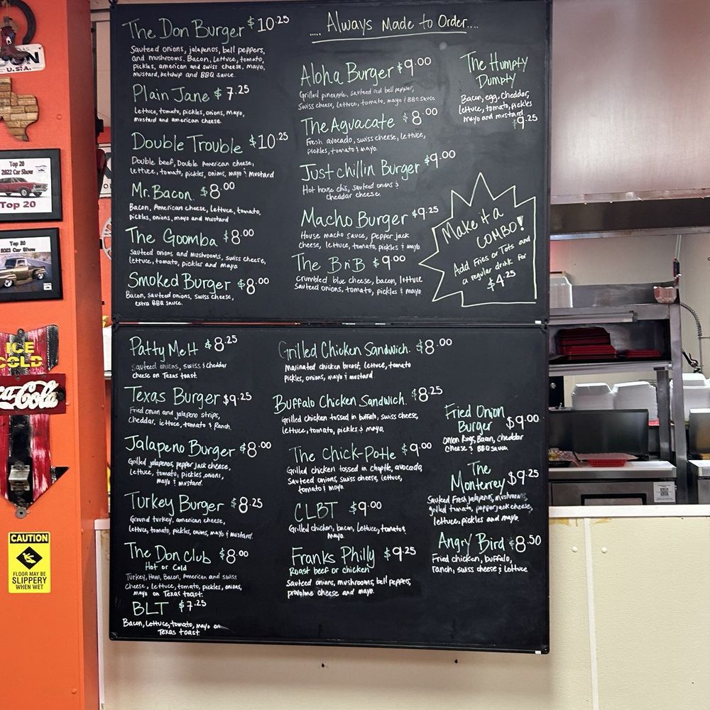 The actual menu