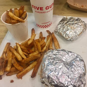 Five Guys - cheeseburger and cajun fries - Burgers Near Me - Markham, Ontario