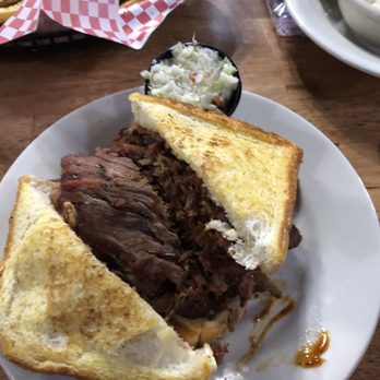 Pardner's Bar-B-Que - Brisket sandwich. Large portion. You can see the massive side of fries too - Barbeque Near Me - Piney Flats, Tennessee