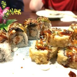Dragon roll (left) and crazy roll (right)