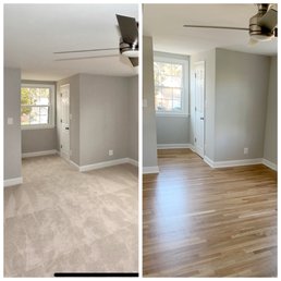 Removed carpet and installed hardwood. Removed carpet and installed hardwood.