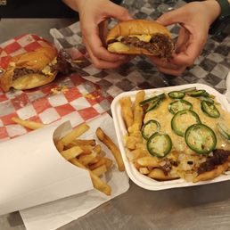 Burgers and fries Burgers and fries