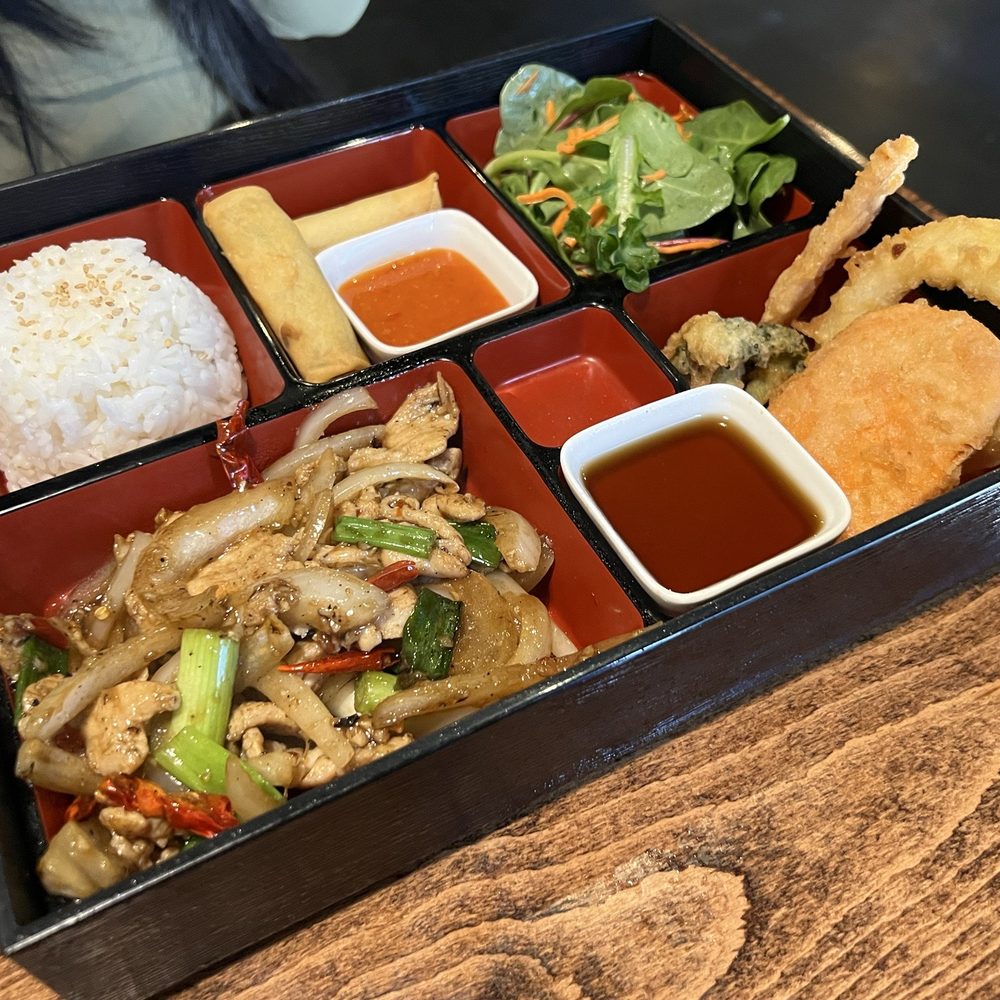 Nori - Spicy garlic chicken bento - Sushi Bars Near Me - Medford, Oregon Nori - Spicy garlic chicken bento - Sushi Bars Near Me - Medford, Oregon