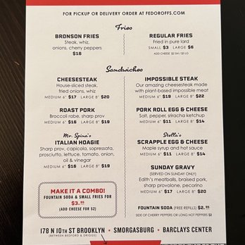 Fedoroffs Roast Pork - Menu - Sandwiches Near Me - Brooklyn, New York