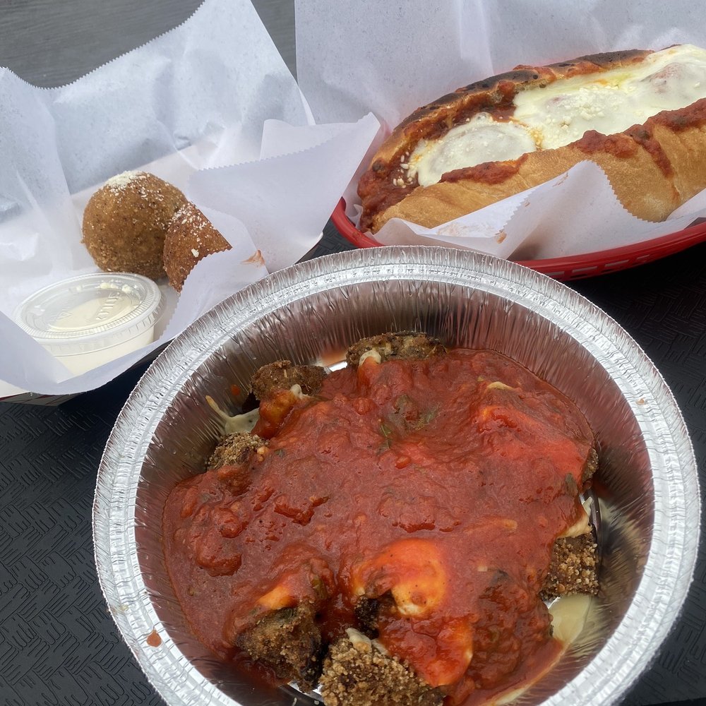 Arancini, side of eggs plant (no pasta) and meatball sub Arancini, side of eggs plant (no pasta) and meatball sub