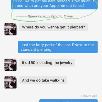 Assassin Tattoo & piercing - Ears PLURAL but had to pay 100. I definitely wouldn't have gone here to pierce my ears if I had known it was this much. - Tattoo Near Me - Houston, Texas