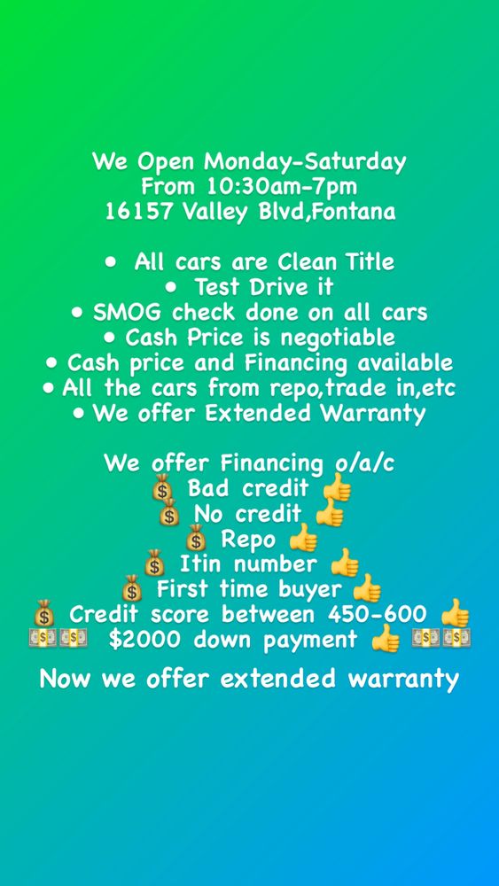 GENESIS AUTO ENTERPRISE near you at 16157 Valley Blvd, Fontana