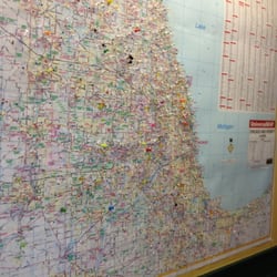 Chicago Mike's Beef & Dogs - Cool map where people have pinned where they are from. The cup below it was out of pins though.