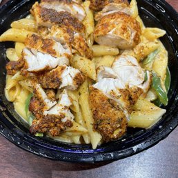 Cajun blackened chicken with Penne pasta. Recommend. Cajun blackened chicken with Penne pasta. Recommend.
