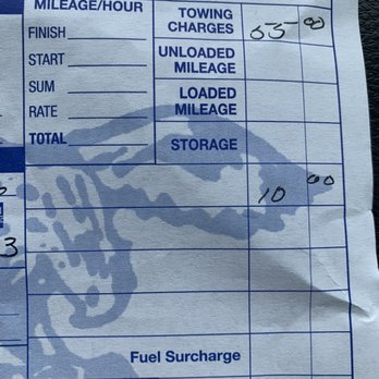 Blue Eagle Towing - Blue Eagle Towing receipt with fraudulent charges. - Towing Near Me - Fort Wayne, Indiana