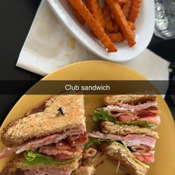 Harbor View Cafe - Club sandwich with sweet potato fries