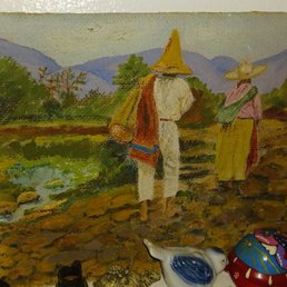 Painting of indigenous Mexican couple.