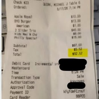 5th Company Brewing - Notice total $92.52 and amount below. 114.32. Left an 18 dollar tip and my card was charged 132.32! - Breweries Near Me - Perryville, Maryland 5th Company Brewing - Notice total $92.52 and amount below. 114.32. Left an 18 dollar tip and my card was charged 132.32! - Breweries Near Me - Perryville, Maryland