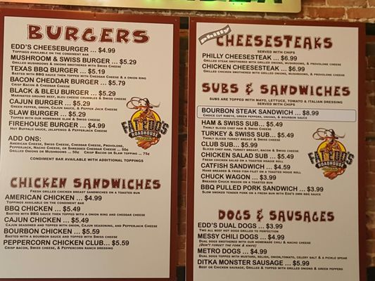 Menu photo 8 Fat Edd's Roadhouse Metropolis, IL