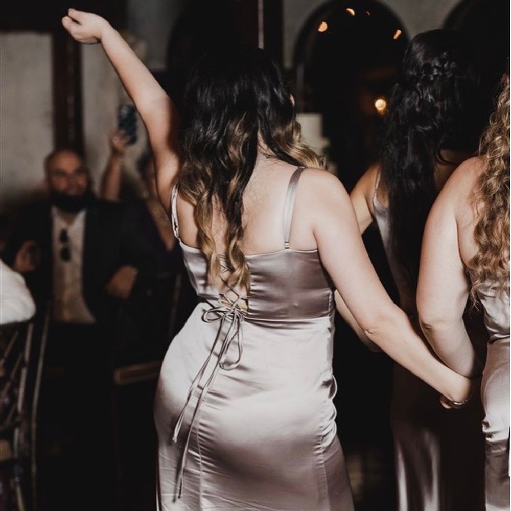 The back of the dress on the wedding day