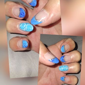 Mimi Nails Salon - I told Mimi I was having a weekend on Kauai, so she gave me a beautiful ocean theme. - Nail Salons Near Me - Aiea, Hawaii
