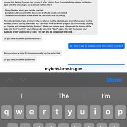 BMV Speedway - A screenshot of them telling me I need to get a replacement because I was already issued an id in the mail in 2024 of August.