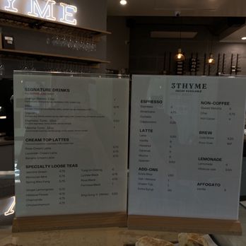 3Thyme - menu - Coffee & Tea Near Me - Los Angeles, California