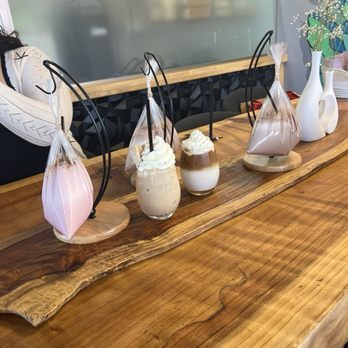 Pradera Brunch - Left to right: LICUADO DE FRESA, Mazapan Frappe, iced latte, and two LICUADO DE CHOCOLATE. - Breakfast & Brunch Near Me - Baldwin Park, California Pradera Brunch - Left to right: LICUADO DE FRESA, Mazapan Frappe, iced latte, and two LICUADO DE CHOCOLATE. - Breakfast & Brunch Near Me - Baldwin Park, California