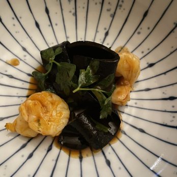 Cook Weaver - Squid ink noodles with shrimp - Modern European Near Me - Seattle, Washington Cook Weaver - Squid ink noodles with shrimp - Modern European Near Me - Seattle, Washington