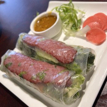 Saigon Bistro Chantilly - Pork Sausage Spring Rolls (nem nuong cuon) - Vietnamese Near Me - Chantilly, Virginia Saigon Bistro Chantilly - Pork Sausage Spring Rolls (nem nuong cuon) - Vietnamese Near Me - Chantilly, Virginia