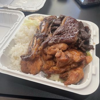 Jireh Hawaiian BBQ - The Hawaiian BBQ Mix Plate. There are several cooked cabbage leaves in there too. - Hawaiian Near Me - Los Alamitos, California Jireh Hawaiian BBQ - The Hawaiian BBQ Mix Plate. There are several cooked cabbage leaves in there too. - Hawaiian Near Me - Los Alamitos, California