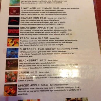 Diamond Hill Vineyards - This is list of the wines. It may be an old one because they were not sold out on the blueberry. - Wineries Near Me - Cumberland, Rhode Island