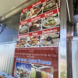 a menu on a food truck