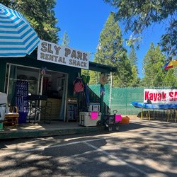 Sly Park Rental Shack - Umbrellas, sandals, hats and more; all for sale at The Shack.