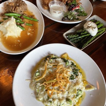 Blue Plate - Risotto and a side of asparagus - American Near Me - San Francisco, California
