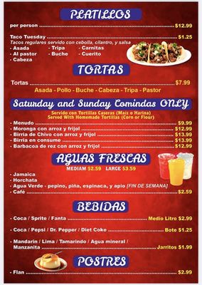 Menu photo 4 La Cocina Del Pueblo Wasco, CA