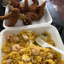 Shrimp fried rice, chicken wings $2 extra shrimp
