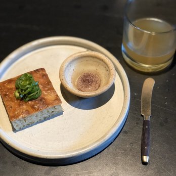 Nonesuch - Focaccia with soft scrambled eggs and black garlic - New American Near Me - Oklahoma City, Oklahoma Nonesuch - Focaccia with soft scrambled eggs and black garlic - New American Near Me - Oklahoma City, Oklahoma