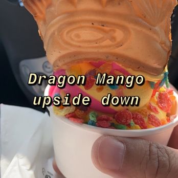 Devil & Angel Desserts - Upside down cone with mango dragon fruit. - Bubble Tea Near Me - Concord, California Devil & Angel Desserts - Upside down cone with mango dragon fruit. - Bubble Tea Near Me - Concord, California