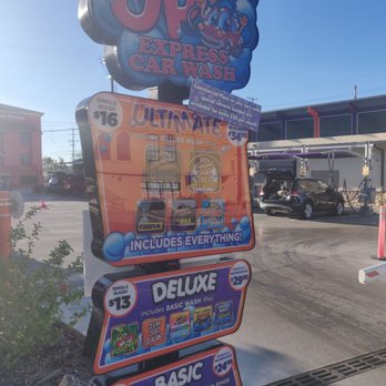 Bubble Up Express Car Wash - Sign with prices - Car Wash Near Me - Los Angeles, California