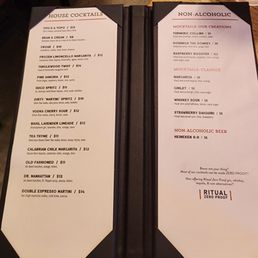 Drink menu Drink menu