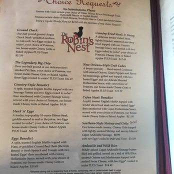 The Robin's Nest - Menu - New American Near Me - Hayward, Wisconsin The Robin's Nest - Menu - New American Near Me - Hayward, Wisconsin
