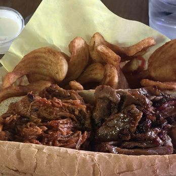 The Rock Inn - The 50/50 sandwich and sidewinder fries upgrade - American Near Me - Lake Hughes, California