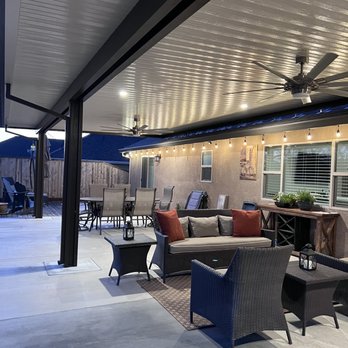 Majestic Builders - Alumawood Patio Cover, two ceiling fans and six recessed can lights. - General Contractors Near Me Majestic Builders - Alumawood Patio Cover, two ceiling fans and six recessed can lights. - General Contractors Near Me