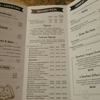 Showtime Pizzeria - Menu (front) - Pizza Near Me - Aptos, California Showtime Pizzeria - Menu (front) - Pizza Near Me - Aptos, California
