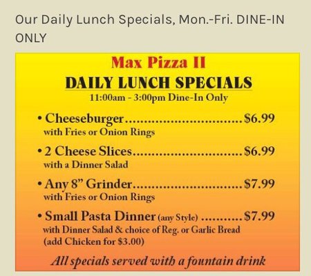 Menu photo 3 Max Pizza II New Britain, CT Menu photo 3 Max Pizza II New Britain, CT