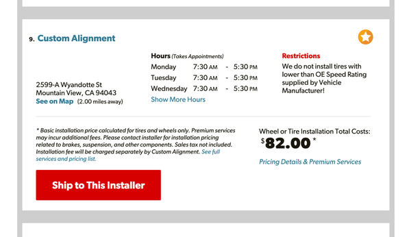 Photo of Custom Alignment-Balance & Brakes - Mountain View, CA, US. Estimate on Tire Rack
