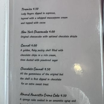 Mama D's - dessert menu.  We did not have room for dessert - Pizza Near Me - Calvert City, Kentucky