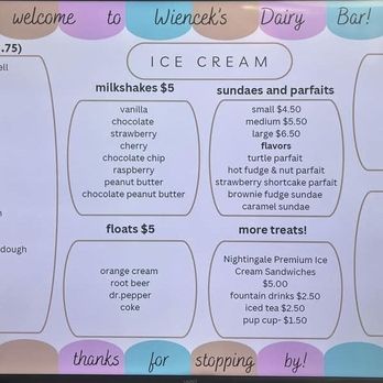 Wiencek’s Dairy bar - Ice Cream & Frozen Yogurt Near Me - Washington, Pennsylvania Wiencek’s Dairy bar - Ice Cream & Frozen Yogurt Near Me - Washington, Pennsylvania